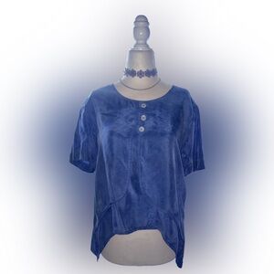 Karin Stevens Deep Blue Blouse with Button Detail